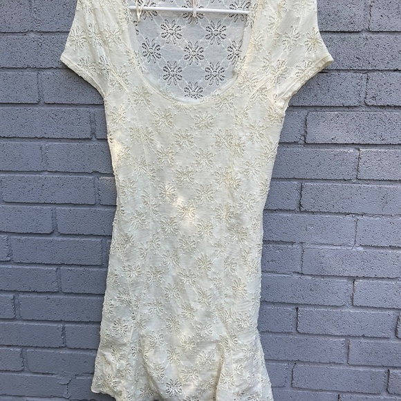 Free people off white/yellow lace dress small floral cut - Picture 6 of 6